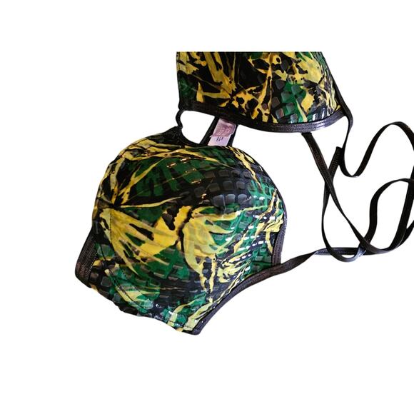 Vintage Y2K Victorias Secret Womens Sz 36C Bikini Swimsuit Top Green Yellow - Picture 2 of 5